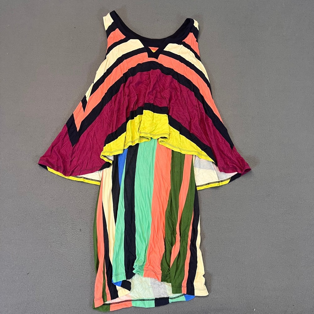Anthropologie Maeve Layered Davina Dress Rainbow Stripe Swing Womens Sz XS Boho